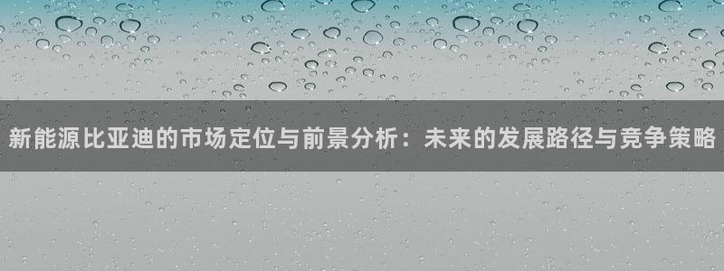 摩根转型娱乐的视频:新能源比亚迪的市场定位与前景分析:未来的